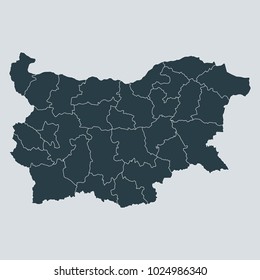 Bulgaria map on white background vector, Bulgaria Map Outline Shape Gray on White Vector Illustration, High detailed Gray illustration map Bulgaria.