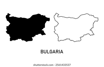 bulgaria map in outline style and black color	