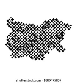 Bulgaria map from pattern of black rhombuses of different sizes. Vector illustration.