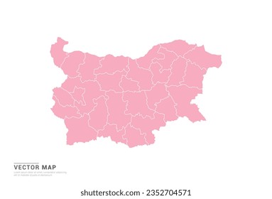 Bulgarien Karte - rosafarbener abstrakter Stil einzeln auf weißem Hintergrund für Infografik, Design-Vektorgrafik.