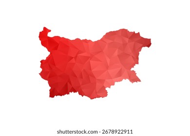 Bulgarien Karte - Vektorgrafik im Polygonstil in rotem Farbverlauf, geometrisches Design mit niedrigem Poly, einzeln auf weißem Hintergrund, perfekt für Infografiken, Berichte und Lehrmaterialien.
