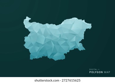 Bulgaria Map - Polygon style vector illustration in green and blue low poly geometric design, clean minimal silhouette for infographic.