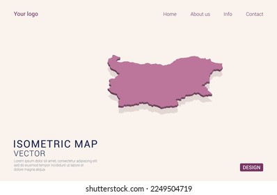 Bulgaria map purple on white background with 3d isometric vector illustration