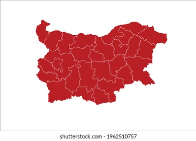 Bulgaria Map Red Color on White Backgound