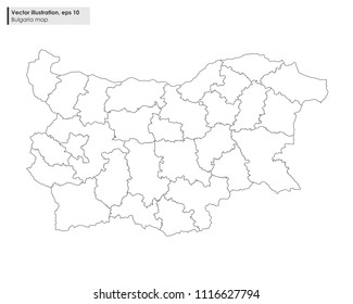 bulgaria map with regions vector line illustration on white background