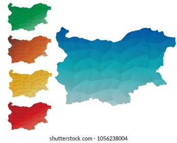 Bulgaria Map - Set of geometric rumpled triangular low poly style gradient graphic background , Map world polygonal design for your . Vector illustration eps 10.