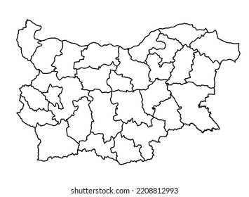 Bulgaria Map shadow in minimal line outline thin shape isolated vector illustration