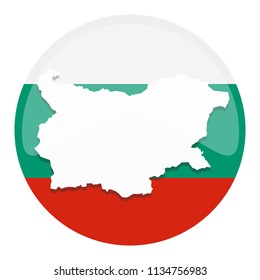 Bulgaria Map Silhouette Flag Button Round Vector Art Design Patriotic Symbol