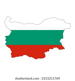 Bulgaria map silhouette with flag  isolated on white background