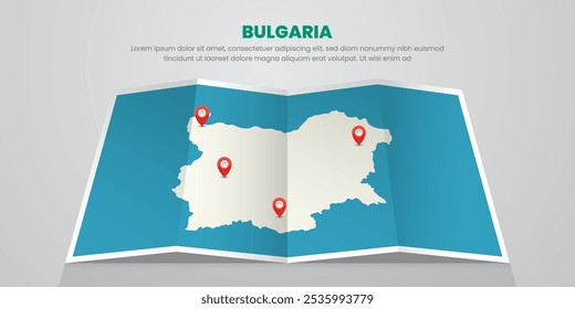 bulgária mapa viagem com pin tag localização design Ilustração