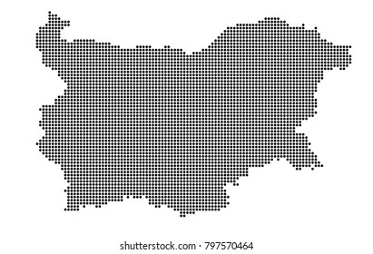 Bulgaria map vector. map dotted silhouette with black dots on a white background. Vector illustration eps 10.