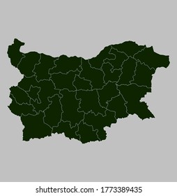 Bulgaria map vector, isolated Green color on gray background