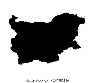 Bulgaria map vector silhouette isolated on white background.