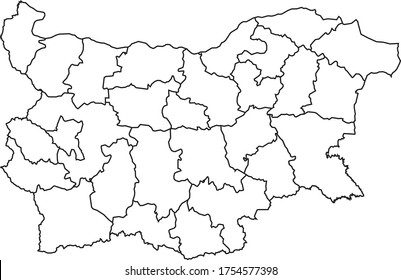 Bulgaria map in white color and black border on white background. Vector illustration.