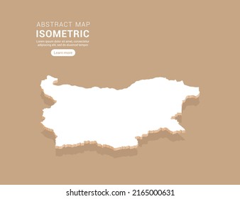 Bulgaria map white on brown background with isometric vector.