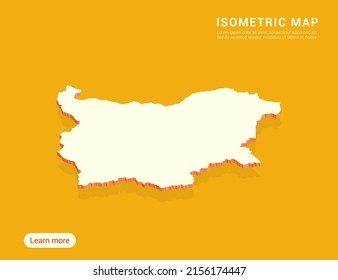Bulgaria map white on yellow background with 3d isometric vector illustration.