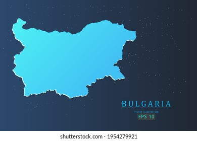Bulgarische Karte - Weltkarte Internationale Vektorvorlage mit 3D, Farbverlauf-Blau und Sternen einzeln auf galaxischem Hintergrund - Vektorgrafik eps10