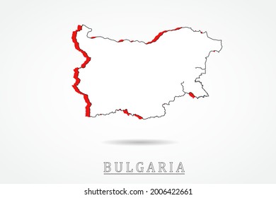 Bulgaria Map - World Map International vector template with red and outline graphic sketch style isolated on white background - Vector illustration eps 10