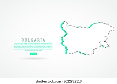 Mapa de Bulgaria - Mapa Mundial Plantilla vectorial internacional con estilo de esbozo gráfico verde y contorno aislado en fondo blanco - Ilustraciones vectoriales 10