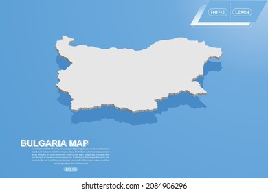 Bulgaria Map - World map International vector template with isometric style including shadow, white color on blue background for design, website, infographic - Vector illustration eps 10