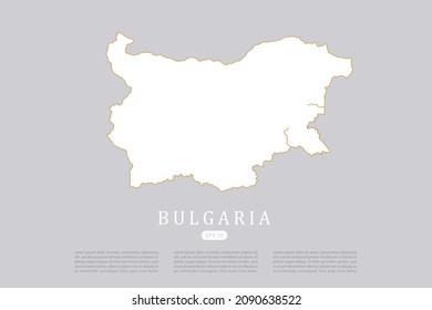 Mapa de Bulgaria - Mapa Mundial Modelo vectorial internacional con color blanco y diseño de esquema de oro fino estilo de esbozo gráfico aislado en fondo gris para el diseño - Ilustración vectorial eps 10
