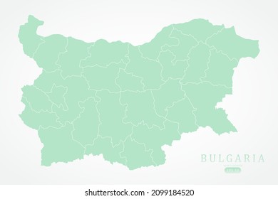 Bulgaria Map - World Map International vector template with High detailed including green and white outline color isolated on white background - Vector illustration eps 10