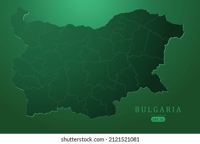 Bulgarien Karte - Weltkarte Internationale Vektorvorlage mit hoher detaillierter und grüner Farbverlauf-Farbe einzeln auf grünem Hintergrund für Design, Infografik - Vektorgrafik eps10