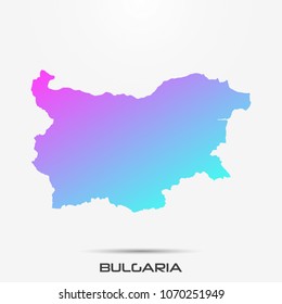 Bulgaria map,border with pink and turquoise gradient. Vector illustration