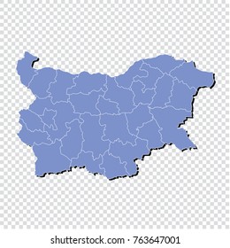 Bulgaria map.High Detailed Blue Map of Bulgaria isolated.Multicolored country map in geometric style for your infographics. Vector illustration eps 10.