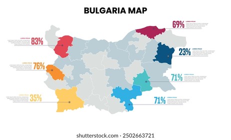 Bulgaria Modern Map Percentage Infographic Template, Detailed infographic map of Bulgaria