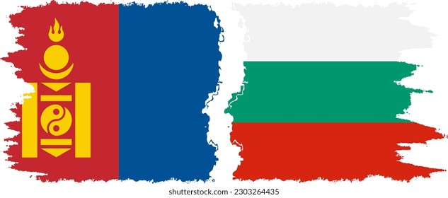 Bulgaria and Mongolia grunge flags connection, vector