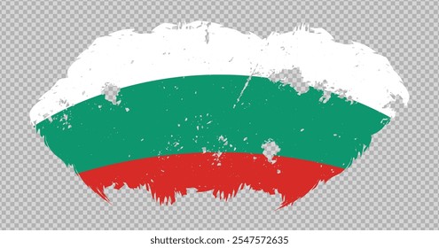 Bandera nacional de Bulgaria con efecto de pincel de trazo afligido sobre fondo aislado