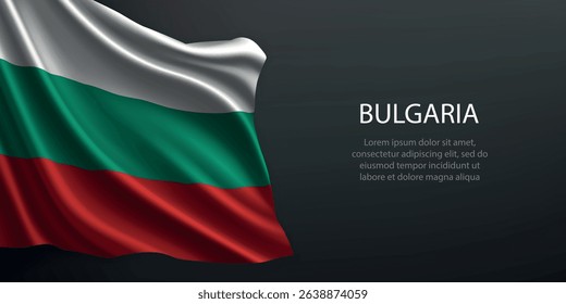 Bulgaria national flag with ripples and shadows on a gradient black backdrop