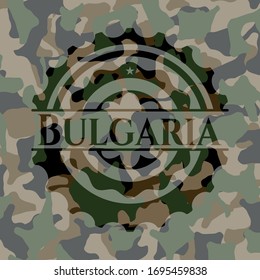 Bulgaria on camouflage texture. Vector Illustration. Detailed.