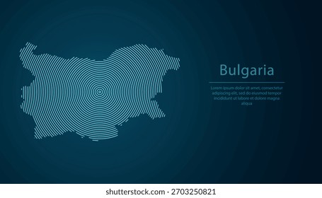 Bulgaria outline map filled with concentric circles on dark gradient background