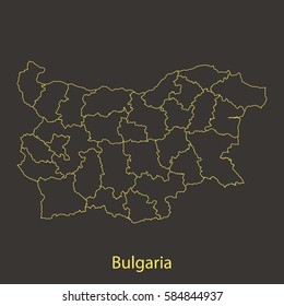 Bulgaria outline,stroke of map with administrative division. Vector illustration