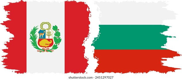 Bulgaria and Peru grunge flags connection, vector