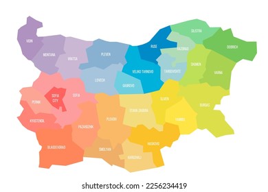 Bulgaria political map of administrative divisions