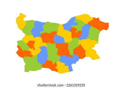 Bulgaria political map of administrative divisions - provinces and regions. Blank colorful vector map.