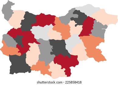 Bulgaria political map with pastel colors.