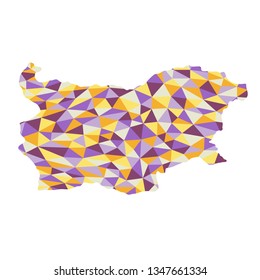 Bulgaria polygonal map background low poly style yellow, orange, blue, purple colors vector illustration eps
