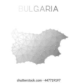 Bulgaria polygonal vector map. Molecular structure country map design. Network connections polygonal Bulgaria map in geometric style for your infographics.