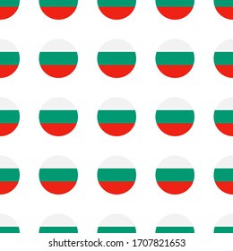 Bulgaria round flag seamless pattern. Bulgarian background. circle icons. Geometric symbols. Texture for sports pages, competition, games. travelling, design elements. patriotic wallpaper