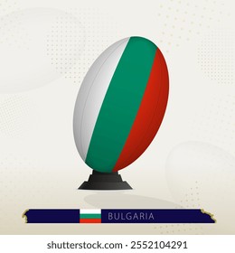 Bulgaria Rugby Ball on Rugby Kicking Tees with Modern Design. Illustration perfect for sports, national pride, and rugby-related projects.