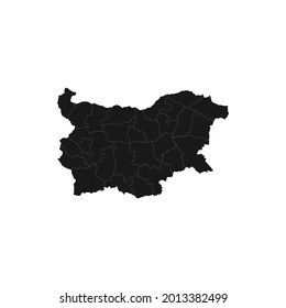 bulgaria soft black map with white detail isolated white background, eps 10