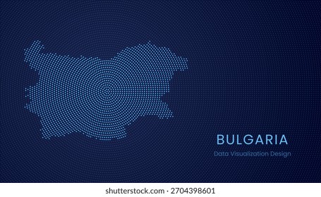 Bulgaria stylized dotted map in modern circular data tech visualization concept.