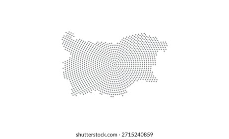 Bulgaria Mapa de puntos de semitono estilizado con patrón circular concéntrico