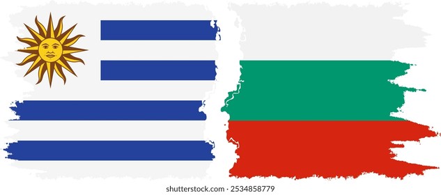 Conexión de banderas grunge de Bulgaria y Uruguay, Vector