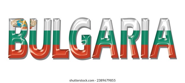 BULGARIA USA flag text font, 3D BULGARIA flag colorful background, BULGARIA flag vector illustration