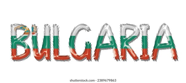 BULGARIA USA flag text font, 3D BULGARIA flag colorful background, BULGARIA flag vector illustration
